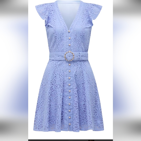 Ever New Dresses & Skirts - Ever New Lace Button-Front Midi Dress in Light Blue